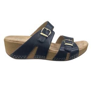 Dansko Women’s Leeann Black Leather Slip On Sandal Size 36 US 5.5/6